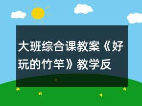 大班综合课教案《好玩的竹竿》教学反思