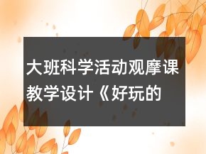 大班科学活动观摩课教学设计：《好玩的动画》