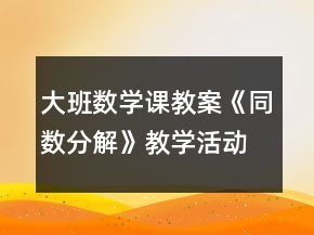 大班数学课教案《同数分解》教学活动设计与反思