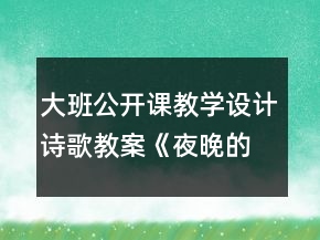 大班公开课教学设计诗歌教案《夜晚的城市》及评析