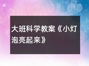 大班科学教案《小灯泡亮起来》