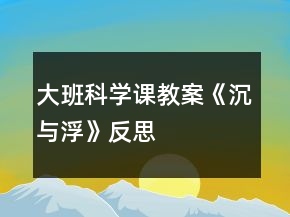 大班科学课教案《沉与浮》反思