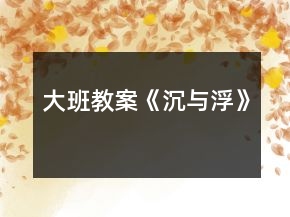 大班教案《沉与浮》
