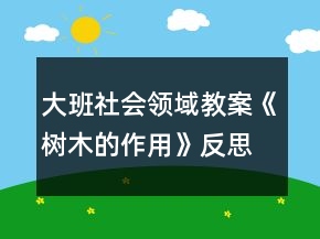 大班社会领域教案《树木的作用》反思