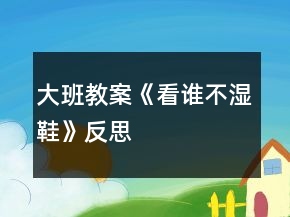 大班教案《看谁不湿鞋》反思