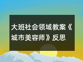 大班社会领域教案《城市美容师》反思