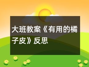 大班教案《有用的橘子皮》反思