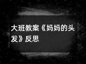 大班教案《妈妈的头发》反思