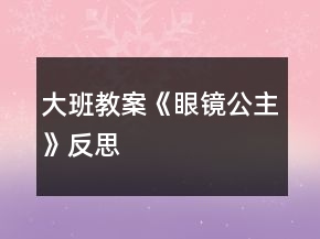 大班教案《眼镜公主》反思