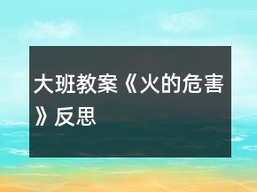 大班教案《火的危害》反思