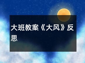大班教案《大风》反思