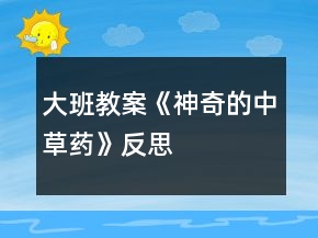 大班教案《神奇的中草药》反思