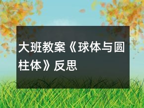 大班教案《球体与圆柱体》反思