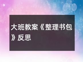 大班教案《整理书包》反思