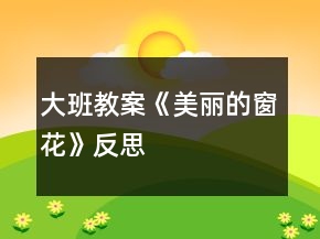 大班教案《美丽的窗花》反思