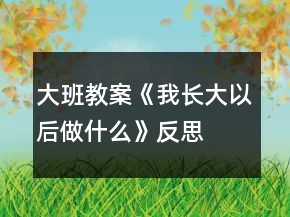 大班教案《我长大以后做什么》反思