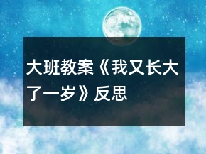 大班教案《我又长大了一岁》反思