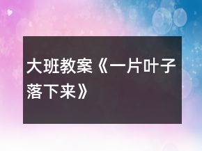 大班教案《一片叶子落下来》