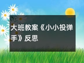 大班教案《小小投弹手》反思