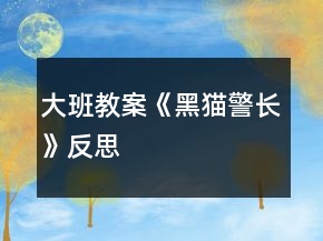 大班教案《黑猫警长》反思