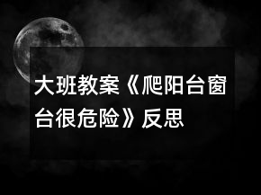 大班教案《爬阳台窗台很危险》反思