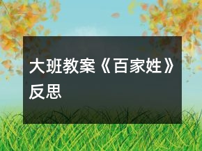 大班教案《百家姓》反思