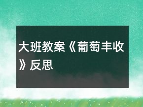 大班教案《葡萄丰收》反思