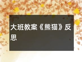 大班教案《熊猫》反思