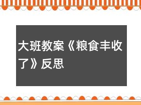 大班教案《粮食丰收了》反思