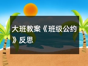 大班教案《班级公约》反思