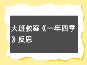 大班教案《一年四季》反思
