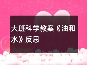 大班科学教案《油和水》反思