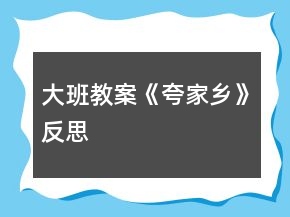 大班教案《夸家乡》反思