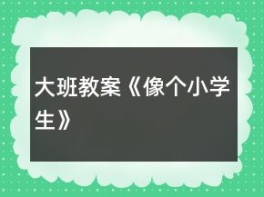 大班教案《像个小学生》