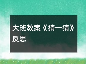 大班教案《猜一猜》反思