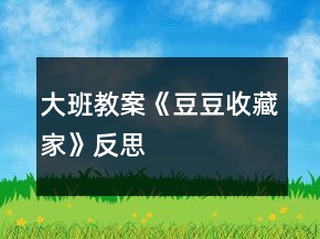 大班教案《豆豆收藏家》反思