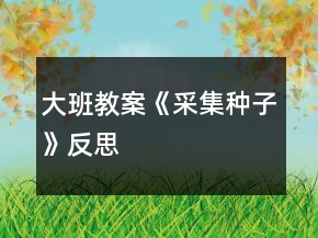 大班教案《采集种子》反思