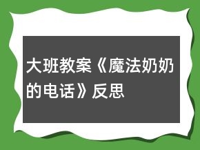 大班教案《魔法奶奶的电话》反思