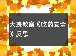 大班教案《吃药安全》反思