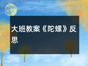 大班教案《陀螺》反思