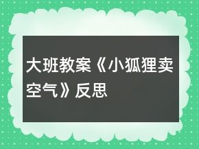 大班教案《小狐狸卖空气》反思