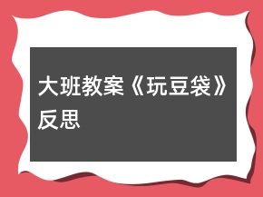 大班教案《玩豆袋》反思