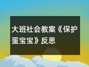 大班社会教案《保护蛋宝宝》反思