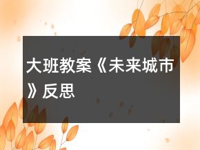 大班教案《未来城市》反思