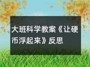 大班科学教案《让硬币浮起来》反思