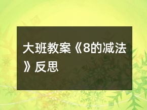 大班教案《8的减法》反思