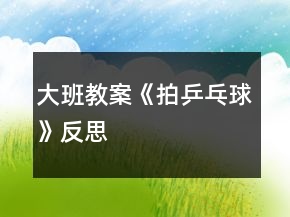 大班教案《拍乒乓球》反思