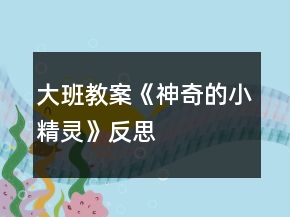 大班教案《神奇的小精灵》反思