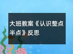大班教案《认识整点、半点》反思