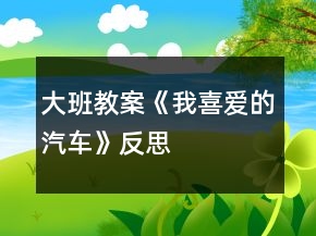 大班教案《我喜爱的汽车》反思
